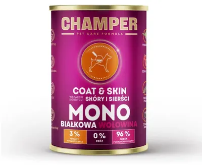 Obrázok produktu pre CHAMPER Coat & Skin Beef - mokrá strava pre psov - 400 g
