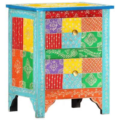 Image de vidaXL Table de chevet peinte à la main 40×30×50 cm Mango massif