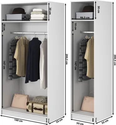 Produktbild von Selsey Moonir - Kleiderschrank 3-türig mit 2 Kleiderstangen, 150 cm, schwarz