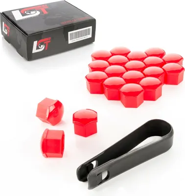 Produktbild von 20x Radschrauben Abdeckkappen Radschraubenkappen 17 mm rot Glanz für BMW MINI