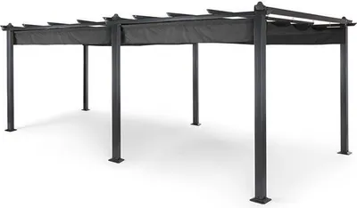 Produktbild von Blumfeldt Pavillon 3x6m, Rostfreier Metall-Pavillon mit Einziehbarem Dach, Pavillon Wasserdicht, Stabil & Winterfest, Langlebige Pergola Freistehend, Gartenpavillon mit UV-Schutz & Aluminium-Rahmen