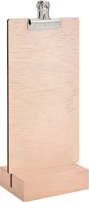 Produktbild von Zeigis® - Holz-Tischaufsteller DIN Lang Hoch mit Klammer, doppelseitig, Holzfuß