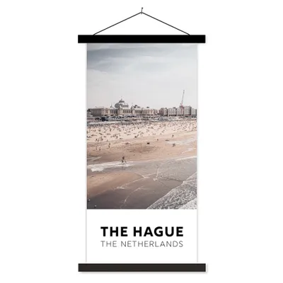 Produktbild von MuchoWow® Textilposter Den Haag - Niederlande - Strand 90x180 cm mit schwarzem Rahmen - Dekoration Wohnzimmer