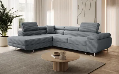 Produktbild von Modernes Ecksofa ASTON mit Schlaffunktion & Bettkasten, Ausziehbare Wohnlandschaft in L-Form, Stauraum, Schlafsofa, Links
