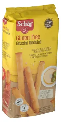 Productafbeelding van Scherpe, gegolfde grissini, geschikt voor salades. Oppervlakte: 3 porties van 50 gram