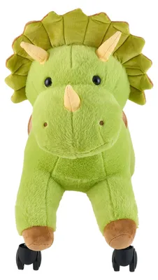 Produktbild von SucceBuy Reitpferd auf Rollen 55 cm, Belastbarkeit bis 40 kg, Stehpferd mit Soundfunktion, Spielzeug mit weichem Sitz, Griffen und 360¡ã drehbaren Rollen, Grš¹ner Dinosaurier zum Sitzen und Reiten fš¹r Kinder ab 3 Jahren