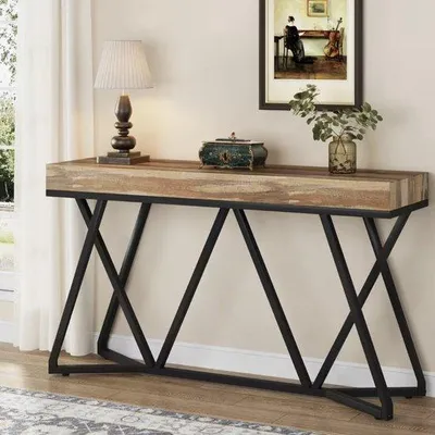Zdjęcie produktu dla Stół w stylu rustykalnym 140 cm – nowoczesny, drewniany – styl rustykalny z unikalną metalową ramą