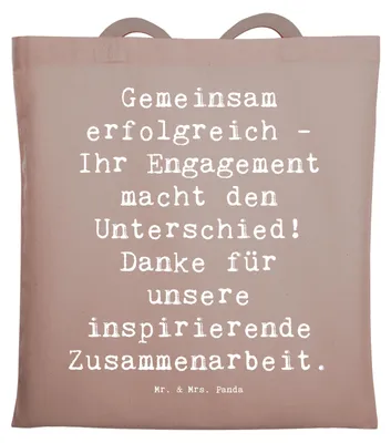 Produktbild von Mr. & Mrs. Panda Jutebeutel Spruch Geschäftspartner Erfolg - Braun Pastell - Geschenk, Dankesgeste, Freude, Bedanken, Dankeschön, Dankeskärtchen, Zusammenarbeit, Tasche