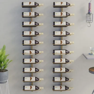 Produktbild von vidaXL Wand-Weinregale fš¹r 10 Flaschen 2 Stk. Golden Metall