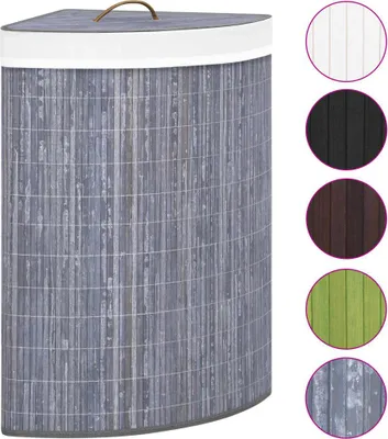 Obrázok produktu pre vidaXL Rohový kôš na bielizeň Bamboo Grey 60 L