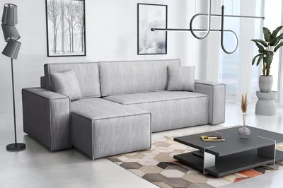 Produktbild von Emoebel24 Ecksofa mit Schlaffunktion mit Bettkasten L-form 244x142x83 cm Denis Grau