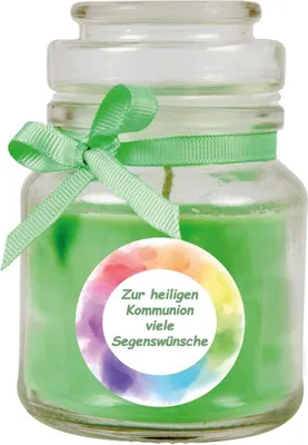 Image de Bougie parfumée en pot de bonbon Design : Communion, Coco ( vert ) - 120g