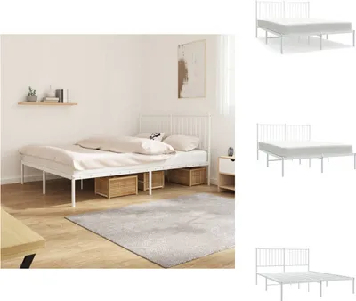 Produktbild von vidaXL Bettgestell mit Kopfteil Metall Weiß 140x200 cm -  Betten & Bettgestelle