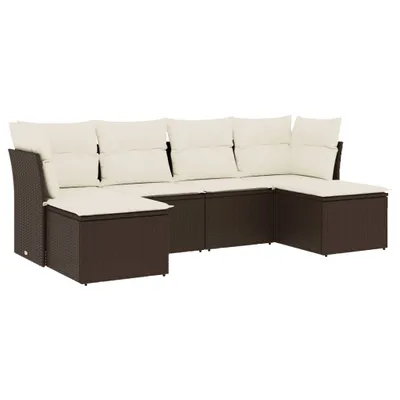 Immagine prodotto di vidaXL set di divani da giardino a 6 pezzi con cuscini in rattan marrone