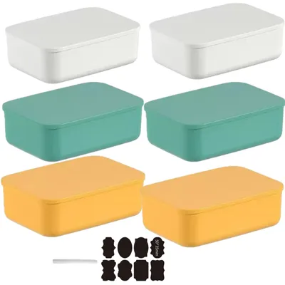 6er-Set Aufbewahrungsboxen mit Deckel, Kunststoff, 25,5x18x7,7 cm