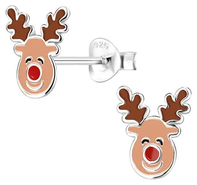 Produktbild von Ohrstecker Weihnachten: 925 Silber Ohrringe „Rentier oder Weihnachtsbaum“ Rentier (Reindeer)