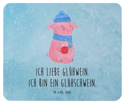 Produktbild von Mr. & Mrs. Panda Mousepad Schwein Glühwein - Eisblau - Geschenk, Mouse Pad, Weihnachten, Weihnachtsmarkt, Mauspad, Glühschwein, laptop, Punsch, pc mausunterlage