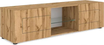 Image de Meuble Tv Elios 2 Portes Avec Compartiment Ouvert 150 X 40 X 40 Cm Chêne Naturel