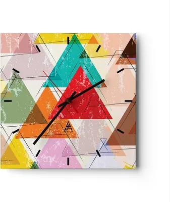 Produktbild von Wanduhr - Quadrat - Glasuhr - Abstraktion modern - 40x40cm - Schleichendes Uhrwerk - Lautlos - zum Aufhängen bereit - Dekoration Modern - Wanddekoration aus Glas - C3AC40x40-3685