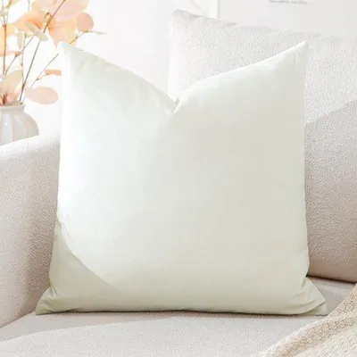 Obrázek produktu pro Ibenzoa® Sametový povlak na polštář 50 x 50 cm – krémově bílý, dekorativní a měkký potah pro pohovku a ložnici, se skrytým zipem