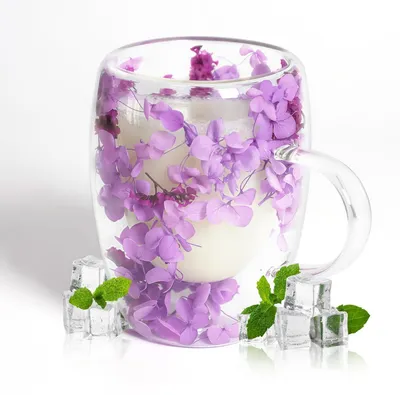 Image de Verres à café à double paroi avec motifs floraux, 350 ml. Gobelets isothermes pour cappuccino, latte macchiato, thé