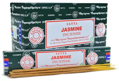 Produktbild von Satya - Räucherstäbchen Jasmin 10 Stück 22cm - Echter Jasmin & Sandelholz - Handgerollt Für Wohlbefinden & Entspannung - Indien
