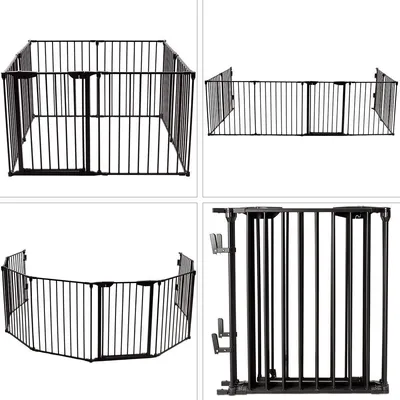 Produktbild von GOPLUS Kaminschutzgitter 8 Elemente DIY-Freilaufgehege Treppengitter Schutzgitter Raumteiler 75 cm hoch