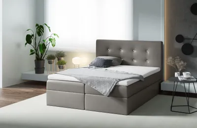 Produktbild von Boxspringbett MENZIE , Pocket Matraze Topper , 180 x 200 cm , ( Graphit , Kunstleder )