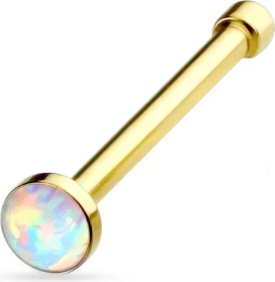 Produktbild von viva-adorno 0,8mm Nasenstecker Nasenpiercing Piercing Stecker Opal Chirurgenstahl 316L verschiedene Farben Z506,gold gerade
