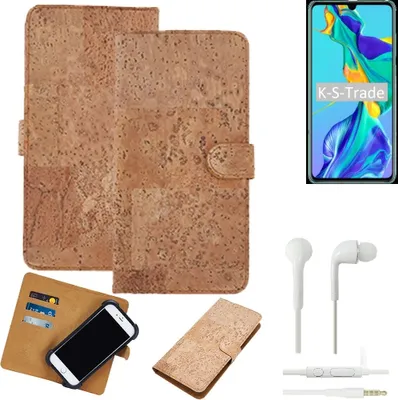 Produktbild von K-S-Trade Hülle kompatibel mit Huawei P30 + in ear Kopfhörer Kork Handyhülle Cover  Schutzhülle TPU Case Bumper in Hellbraun, (1x)
