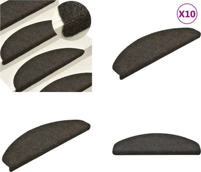 Immagine prodotto di vidaXL Tappetini autoadesivi per scale 10 pz. Antracite 65x21x4 cm - Tappetino per scale - Tappetino per scale - Tappetino per gradini - Tappetino per gradini