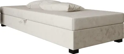 Produktbild von AURA SOFA  Boxspringbett ZONDA 80x195 Komplett-Set mit Bonell Matratze, Polsterbett mit Bettkästen - Hellbeige, MONOLITH 02