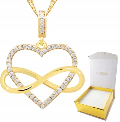 Produktbild von Goldene Halskette mit Unendlichkeitsherz, Unendlichkeitsherz, Silber 925