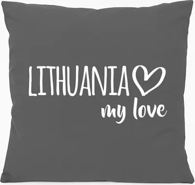 Produktbild von Huuraa Kissen Lithuania my love 40x40cm mit Füllung Steel Grey Baumwolle Dekokissen Geschenkidee