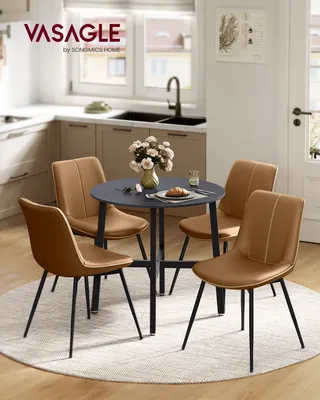 Produktbild von VASAGLE Esstisch, 80 x 75 cm (Ø x H), runder Küchentisch, Industrie-Design, Schwarz
