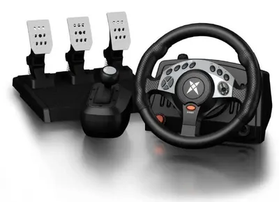 Produktbild von Lenkrad für Rennspiele - Gaming Racing Wheel mit Schalthebel und Pedalen - Force Feedback - Bluetooth - 180° Lenkung - Xbox & Windows 8 - Schwarz