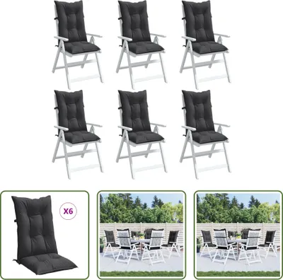 Image de The Living Store Coussins de chaise à haut dossier 6 pcs. Melange Anthracite 120x50x7 cm Tissu