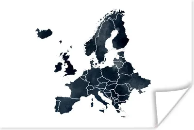 Produktbild von MuchoWow® Poster Karte von Europa - Aquarell - Blau 180x120 cm - Fotoplakat