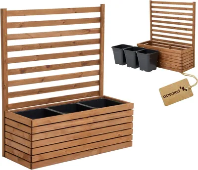 Image de Jardinière en bois - Pot à fleurs - Jardinière avec treillis - Jardinière pour l'extérieur - Boîte de balcon