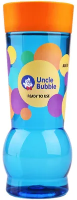 Zdjęcie produktu dla Butelka do uzupełniania płynu do baniek mydlanych Uncle Bubble – małe bańki, 944 ml, pomarańczowa