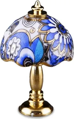 Image de Lampe miniature ancienne « Blue Dream » à l'échelle 1:12, lampe décorative bleue