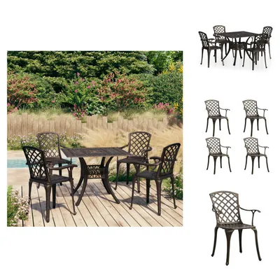 Produktbild von vidaXL 5-tlg. Bistro-Set Aluminiumguss Bronzen -  Gartenmöbel-Sets