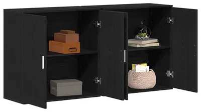 Zdjęcie produktu dla Komoda vidaXL, 2 sztuki, czarna, imitacja dębu, 79 x 38 x 80 cm