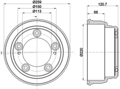 Produktbild von 2x HELLA 8DT 355 303-221 Bremstrommel Hinterachse