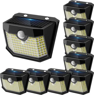 Zdjęcie produktu dla Oświetlenie zewnętrzne Solarne z czujnikiem - 120 diod LED - Wodoodporność IP65 - Oświetlenie ogrodowe z czujnikiem ruchu