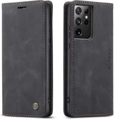 Image de Samsung Galaxy S21 Ultra 5G Cover, LaimTop RetroPolyuréthaneLeather Case with Stand Function Protection Case for Samsung Galaxy S21 Ultra 5G Black