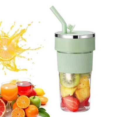 Produktbild von Mini Smoothie Maker To Go,350ml Tragbarer Mixer,Akku 1200mAh,6 Edelstahlklingen, USB-C Aufladung