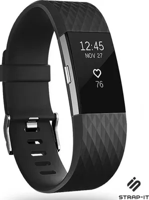 Produktbild von Silikon-Smartwatch-Armband – Passend für Fitbit Charge 2 – Diamant-Silikonarmband – Schwarz – Strap-it Uhrenarmband/Armband – Größe: S