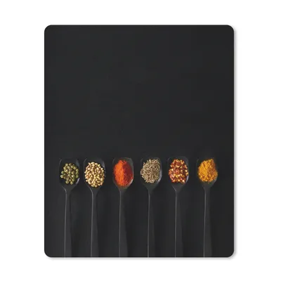 Produktbild von MuchoWow® Mauspad Mousepad Löffel - Gewürze - Schwarz - Gewürze - Rustikal 30x40 cm - Mousepads - Maus Mat - Pad - Mausunterlage - Mausmatten