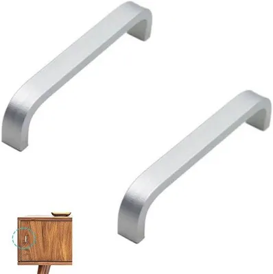Produktbild von RVS Vierkant GROOT Handvat - Zilver - Staal - Strak Meubelbeslag - Roestvrij Stahlhandgriff - inklusive Muttern - Silber - Hartabstand 128mm